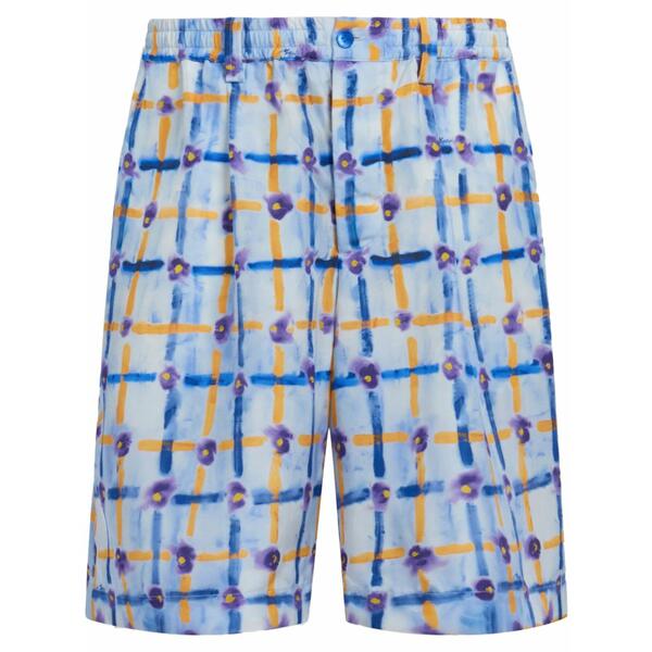マルニ メンズ カジュアルパンツ ボトムス Abstract-print silk bermuda shorts Blue｜asty