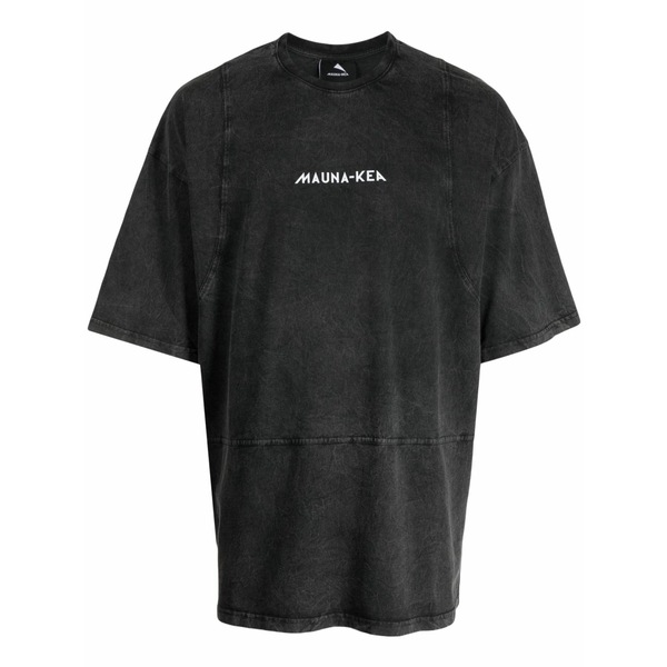 マウナ 世話をする メンズ ティーシャツ トップス Panelled logo-print t-shirt Grey