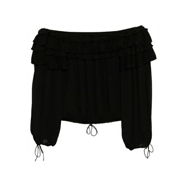 シンシアローレイ レディース ティーシャツ トップス Ruffled blouse Black