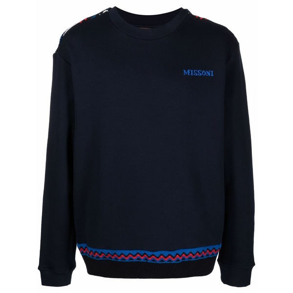 ミッソーニ メンズ パーカー・スウェットシャツ アウター Zig-zag detail logo sweatshirt Blue