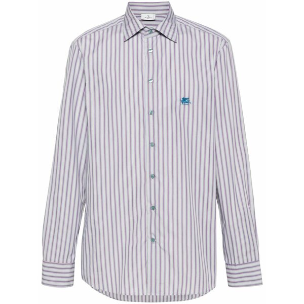 エトロ メンズ プルオーバー トップス Striped cotton shirt Purple