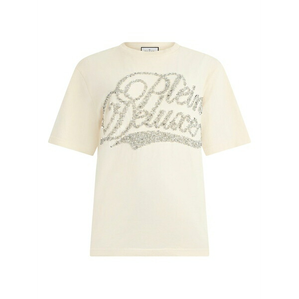 フィリップ飾り気のない レディース ティーシャツ トップス Signature embellished t-shirt White