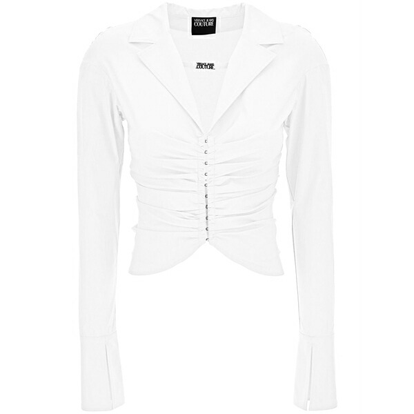 呼びりん探し回る レディース プルオーバー トップス Gathered-detail shirt White