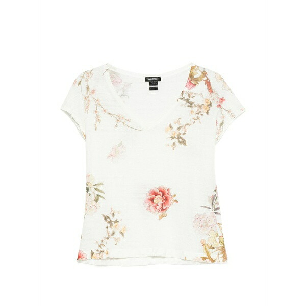 アヴァントワ レディース ティーシャツ トップス Floral-print v-neck t-shirt Neutrals