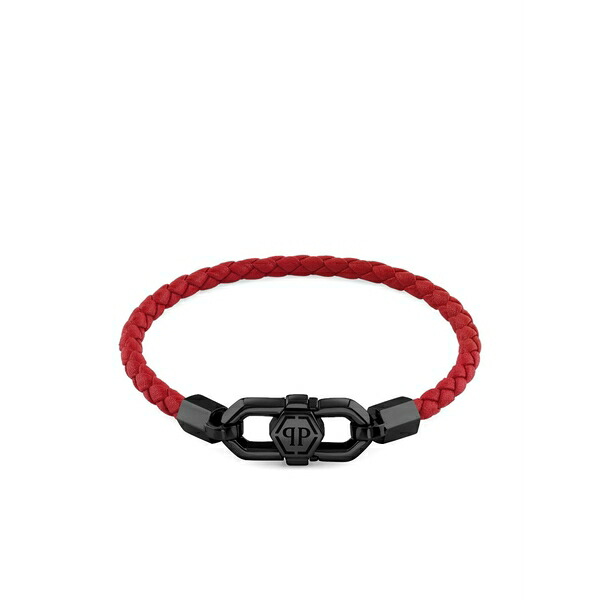 フィリップ飾り気の無い メンズ ブレスレット・バングル・アンクレット 添え物 Edge braided leather clasp bracelet Black