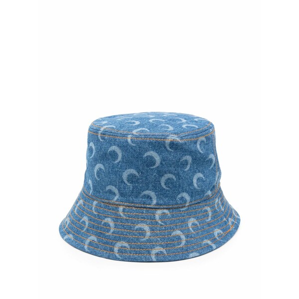 マリーン セル レディース 帽子 アクセサリー Moon-print bucket hat Blue｜asty