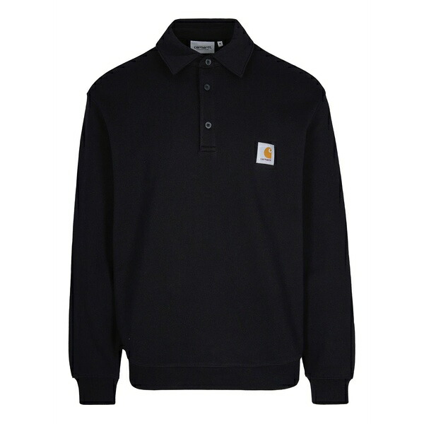 鉄道車両ハート形 メンズ スポーツシャツ トップス Logo-patch cotton polo shirt  Black