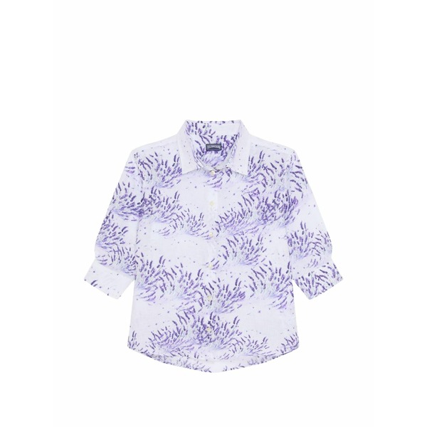 ヴィルブレクイン レディース シャツ トップス Lavender-print linen shirt White｜asty