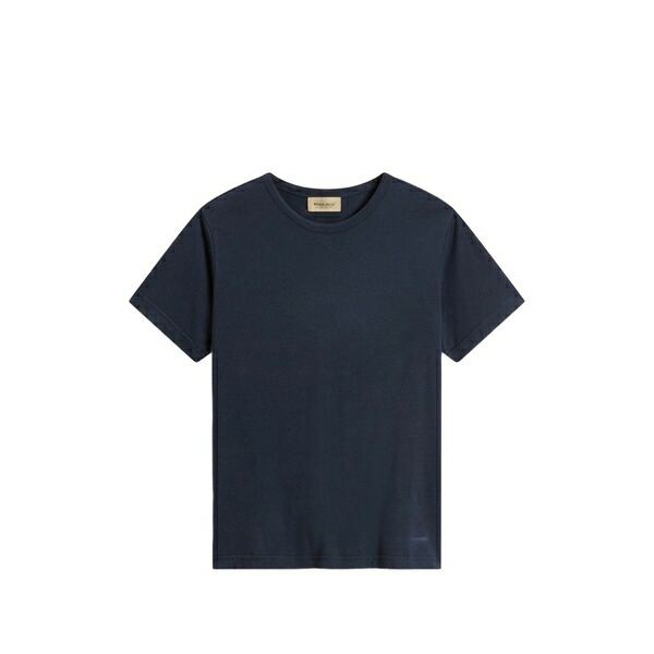 羊毛 分限者 レディース プルオーバー トップス Crew neck logo t-shirt Blue