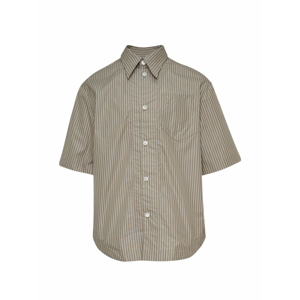 意中の女 メンズ プルオーバー トップス Striped short-sleeve shirt Green
