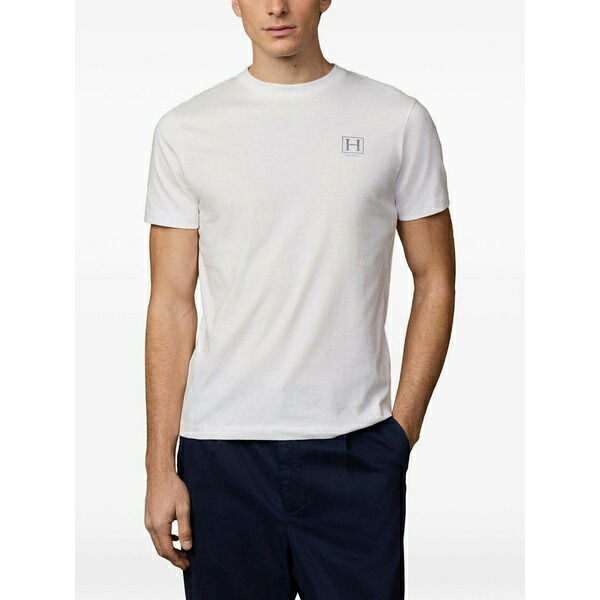 ハケット メンズ Tシャツ トップス Logo-print cotton t-shirt White｜asty