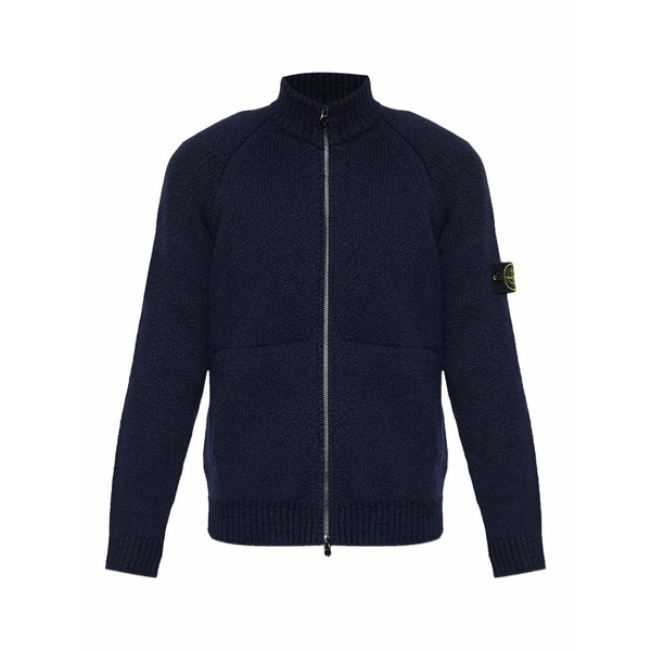 ストーンアイランド メンズ ジレー アウター Zip-front patch-pocket wool sweater Blue