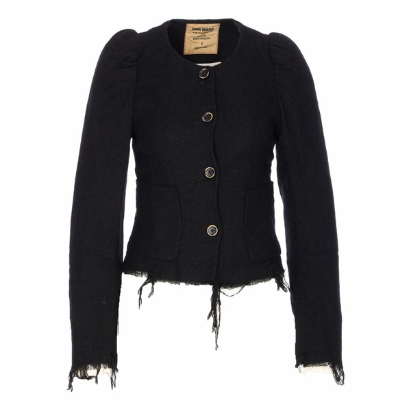 ユマ・一 レディース 上衣＆上衣 アウター Puff-sleeve frayed-hem jacket Black