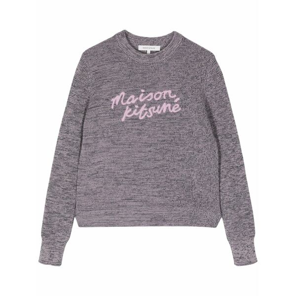 住み家 稲荷 レディース 編み物\u0026プルオーバー アウター Handwriting logo-embroidered jumper Purple