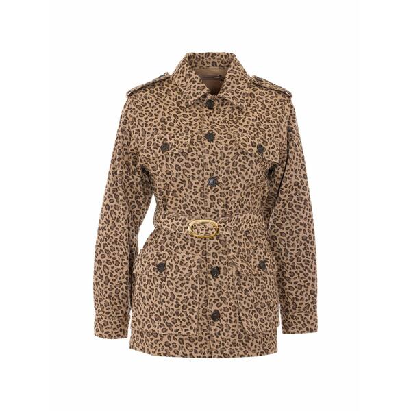 ツインセット レディース ジャケット＆ブルゾン アウター Leopard-pattern jacket Neutrals｜asty
