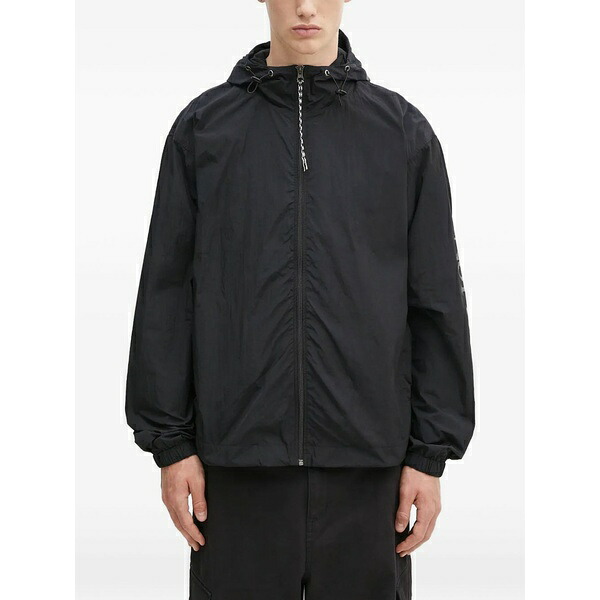 アリーズ メンズ ジャケット&ブルゾン アウター Hooded zip jacket Black|asty