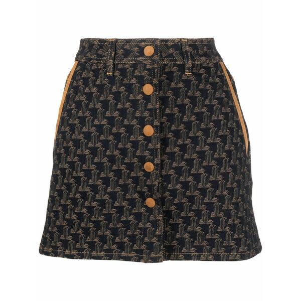 ランバン レディース スコート ボトムス Logo-jacquard denim skirt Blue