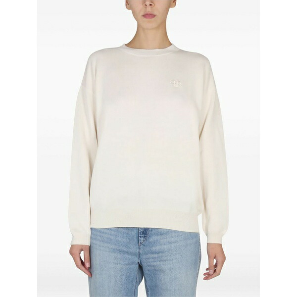 バランタイン レディース 編み物\u0026プルオーバー アウター Logo-detail sweater White