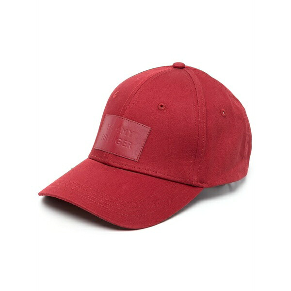 トミー ヒルフィガー レディース かぶり笠 佩び物 Logo-appliqu￡¨ organic cotton cap Red