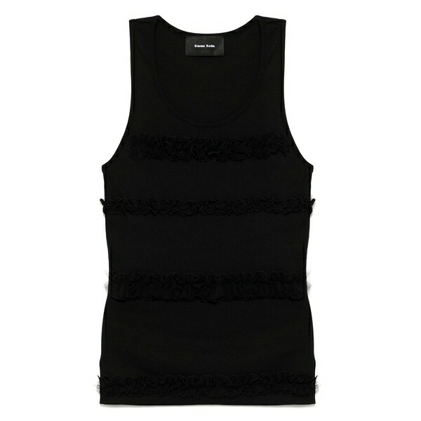 シモーネ・ロシャ レディース カットソー トップス Ruffled frilled tank top Black