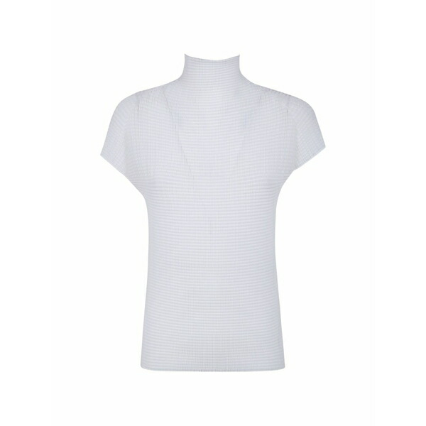 イッセイミヤケ レディース ティーシャツ トップス Pleated high-neck t-shirt White