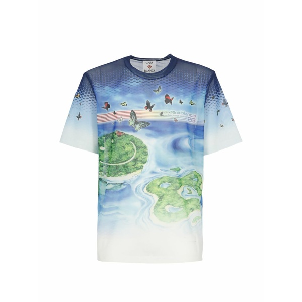 カサブランカ メンズ プルオーバー トップス Butterfly print t-shirt Blue