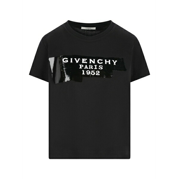 ジバンシー レディース プルオーバー トップス Logo-print cotton t-shirt Black