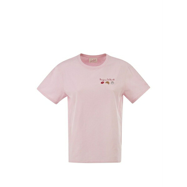 エムシーツーセイントバース レディース ティーシャツ トップス Emilie embroidered cotton t-shirt Pink