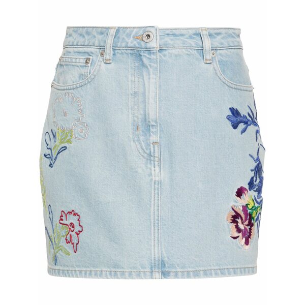 ケンゾー レディース デニムパンツ ボトムス Floral-embroidered denim mini skirt Blue｜asty