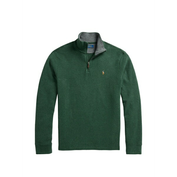 ラルフローレン メンズ 編み物\u0026プルオーバー アウター Logo-embroidered quarter-zip sweater Green