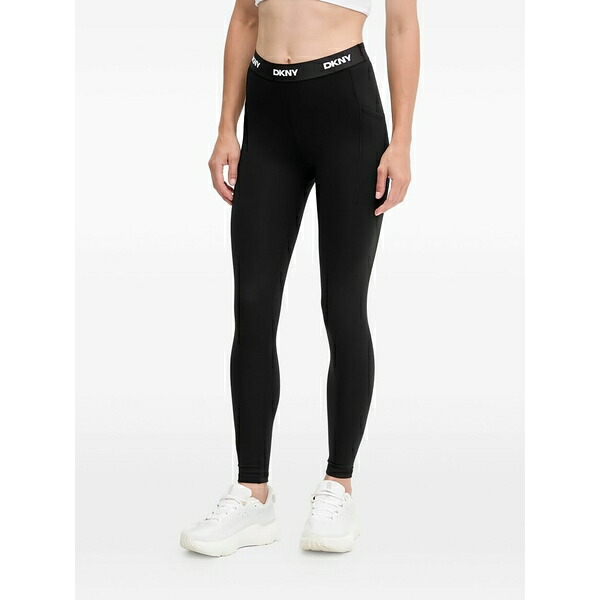 ダナ キャラン ニューヨーク レディース カジュアルパンツ ボトムス Logo waistband leggings Black｜asty