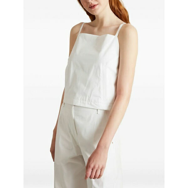 運動競技マックス レディース カットソー トップス Cropped poplin top White