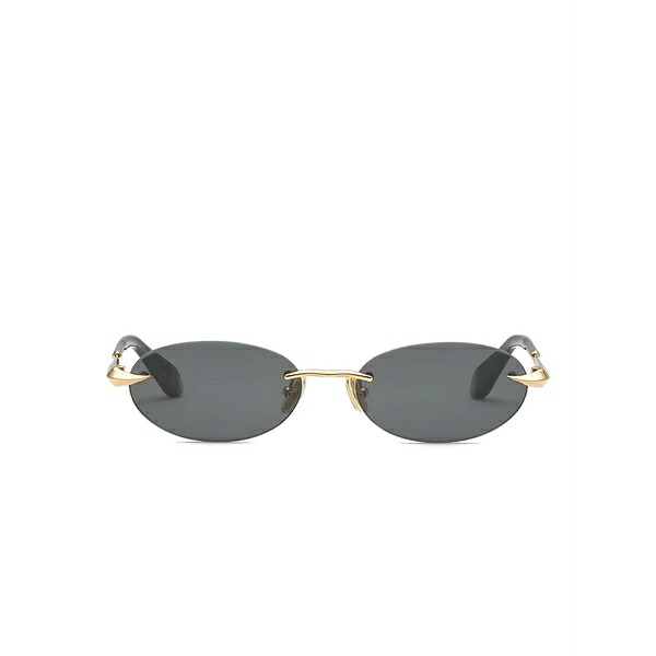 ロベルトカヴァリ レディース 黒眼鏡＆アイウェア 付属物 Oval rimless sunglasses Gold