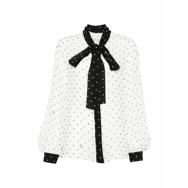 エリー サーブ レディース シャツ トップス Polka-dot bow shirt White|asty