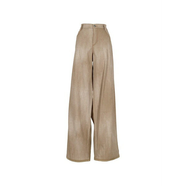 エルマンノ シェルヴィーノ レディース カジュアルパンツ ボトムス Wide-leg contrast-stitch trousers Neutrals｜asty
