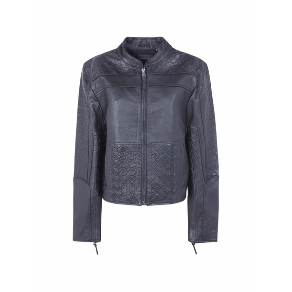 デイリー・調査報告 レディース 上衣＆上衣 アウター Patterned leather jacket Black