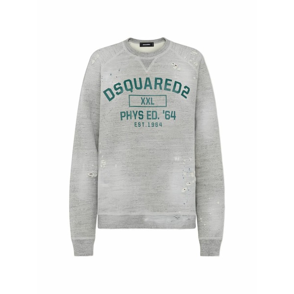 ディースクエアード レディース 編み物\u0026プルオーバー アウター Distressed round-neck sweatshirt Grey