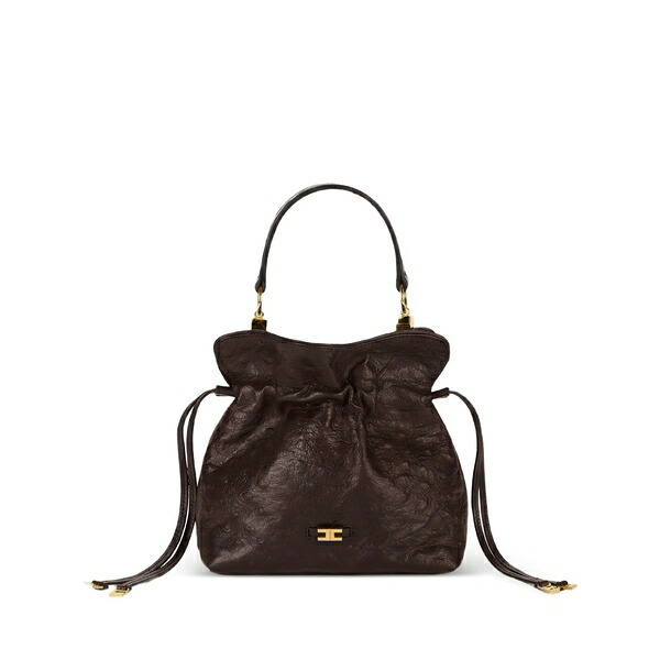 エリザベスフランキ レディース トートバッグ バッグ Ostrich-print drawstring tote bag Brown｜asty