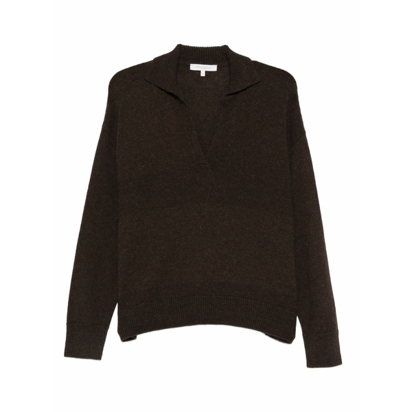 アントネリ レディース 編み物\u0026ティーシャツ アウター V-neck collared sweater  Brown