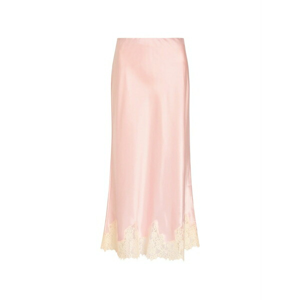 リフォメーション レディース スコート ボトムス Carolina lace-trim satin MIDI skirt Pink