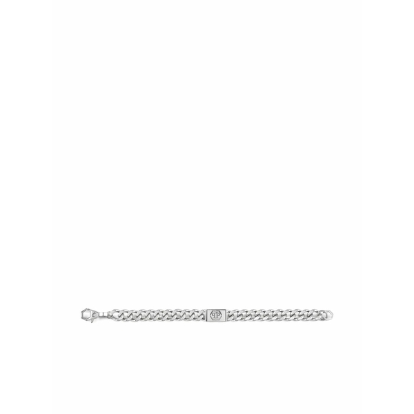 フィリップ飾り気の無い メンズ ブレスレット・バングル・アンクレット 添え物 Tag logo-plaque bracelet Silver