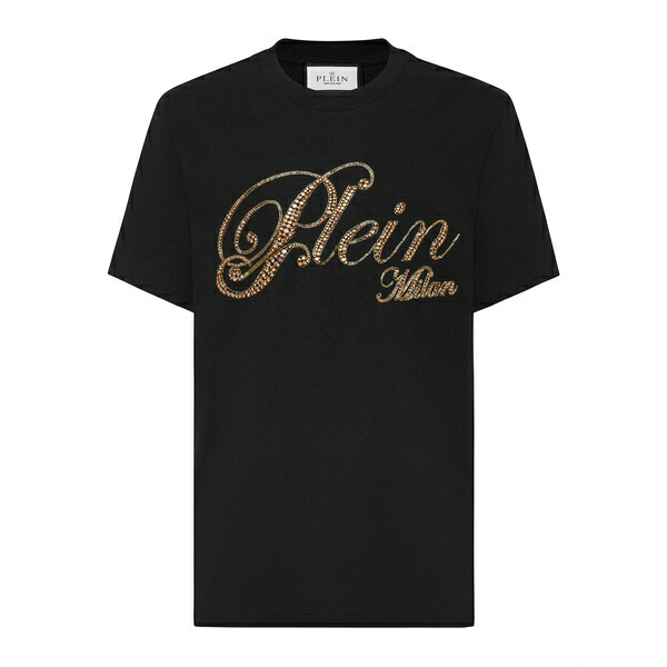 フィリップ飾り気のない メンズ ティーシャツ トップス Logo-embellished t-shirt Black