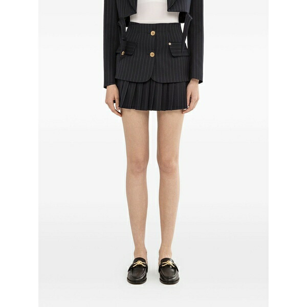 ニッサ レディース スコート ボトムス Pinstripe-pattern pleated skirt Black