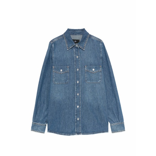 7フォーオールマンカインド レディース プルオーバー トップス Studded denim shirt Blue