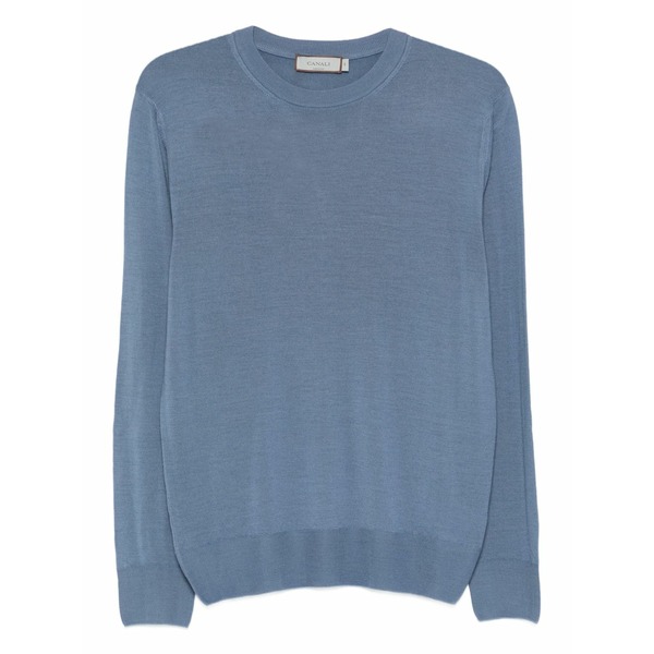 カナーリ メンズ プルオーバー トップス Round-neck wool t-shirt Blue