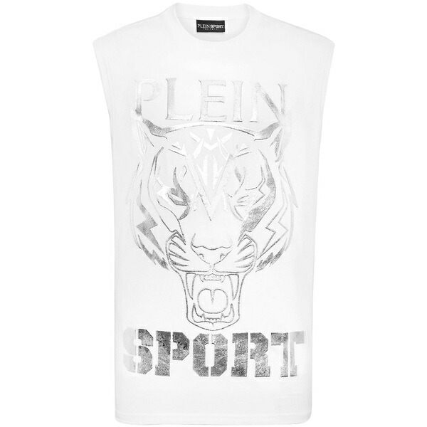 飾り気のない運動競技 メンズ カットソー トップス Tiger-print tank top White