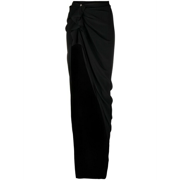 リックオウエンス レディース スコート ボトムス Ruffle-trim draped maxi skirt Black
