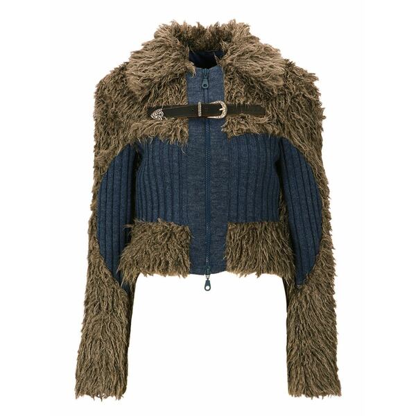 アンダーソン 呼びりん レディース ジレー アウター Olga belted panelled shearling cardigan Grey