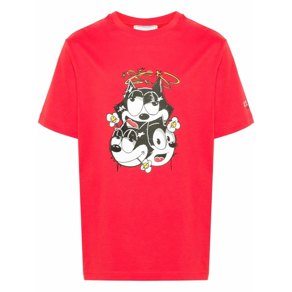 アイスバーグレタス メンズ プルオーバー トップス X felix the cat cotton t-shirt Red