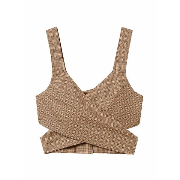 ツインセット レディース シャツ トップス Plaid-pattern cropped blouse Brown|asty
